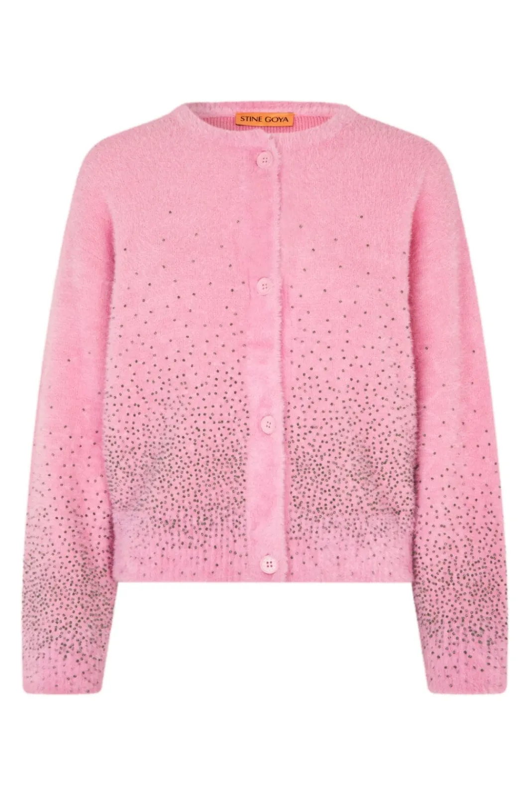 Best Stine Goya 2384 Beaded Fluffy Knit, Crewneck Cardigansg-pf25-k037-2384 Rose Blossom