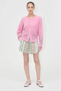 Best Stine Goya 2384 Beaded Fluffy Knit, Crewneck Cardigansg-pf25-k037-2384 Rose Blossom