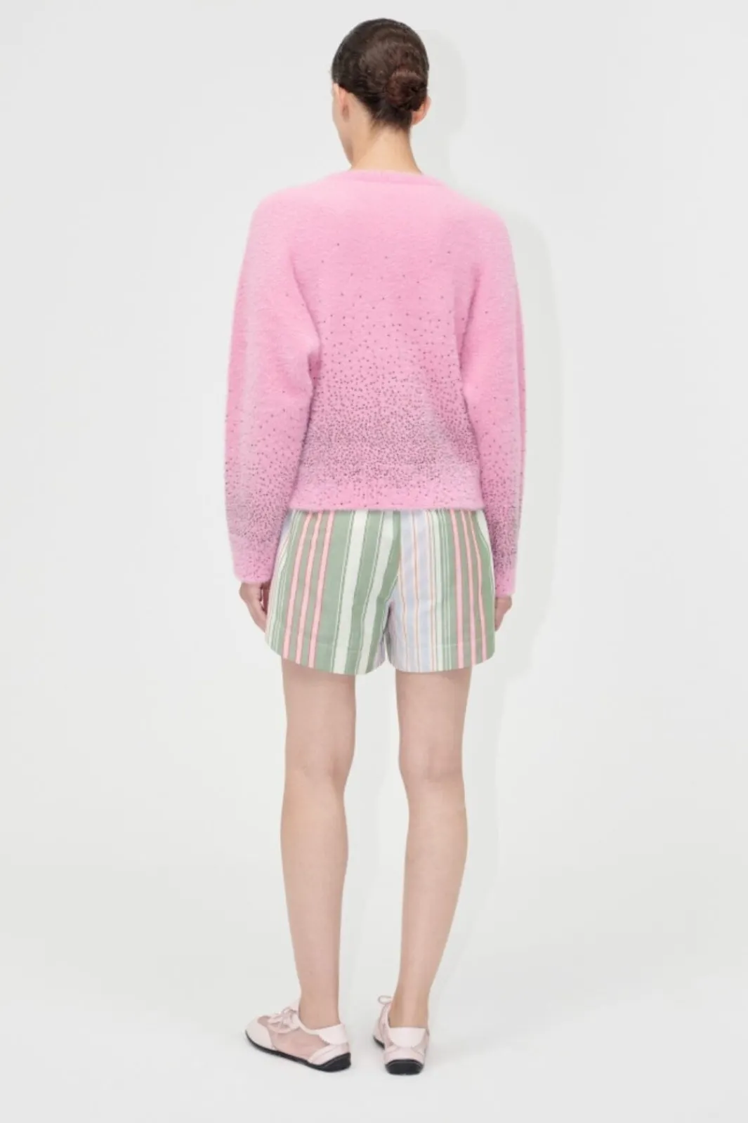 Best Stine Goya 2384 Beaded Fluffy Knit, Crewneck Cardigansg-pf25-k037-2384 Rose Blossom