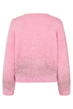 Best Stine Goya 2384 Beaded Fluffy Knit, Crewneck Cardigansg-pf25-k037-2384 Rose Blossom