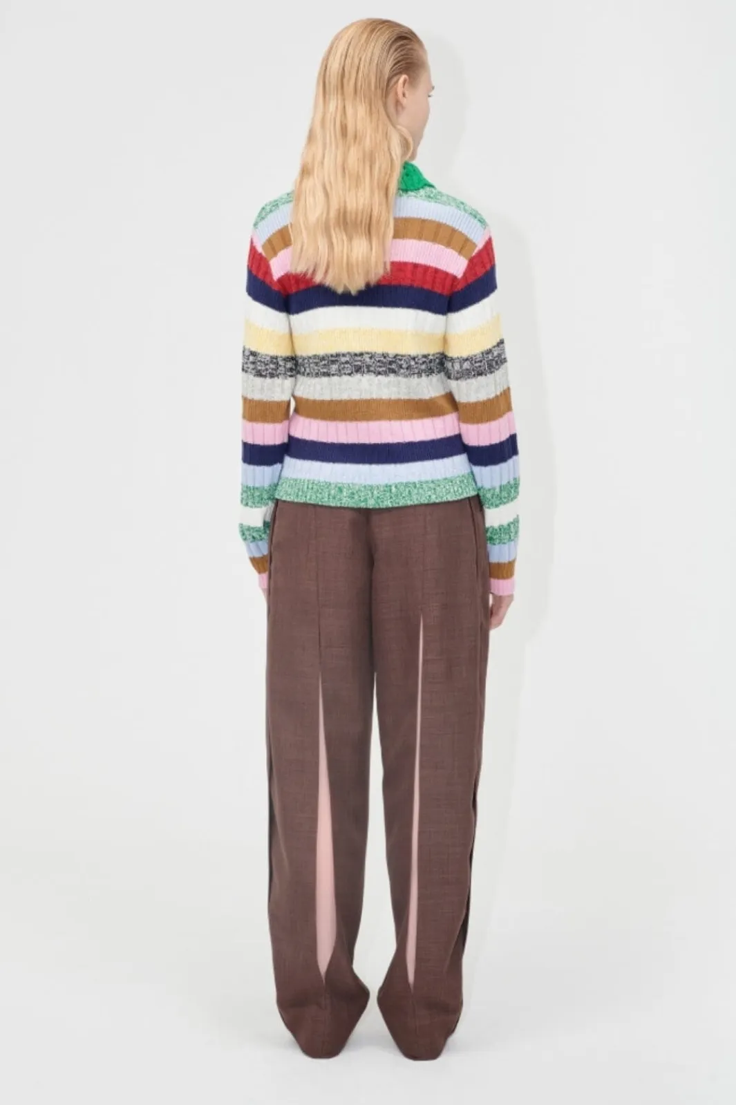 New Stine Goya 2386 Cotton Mix / Crochet Cotton, Mix Stripe Polo Collar Sweatersg-pf25-k033-2386 Stripes Mix
