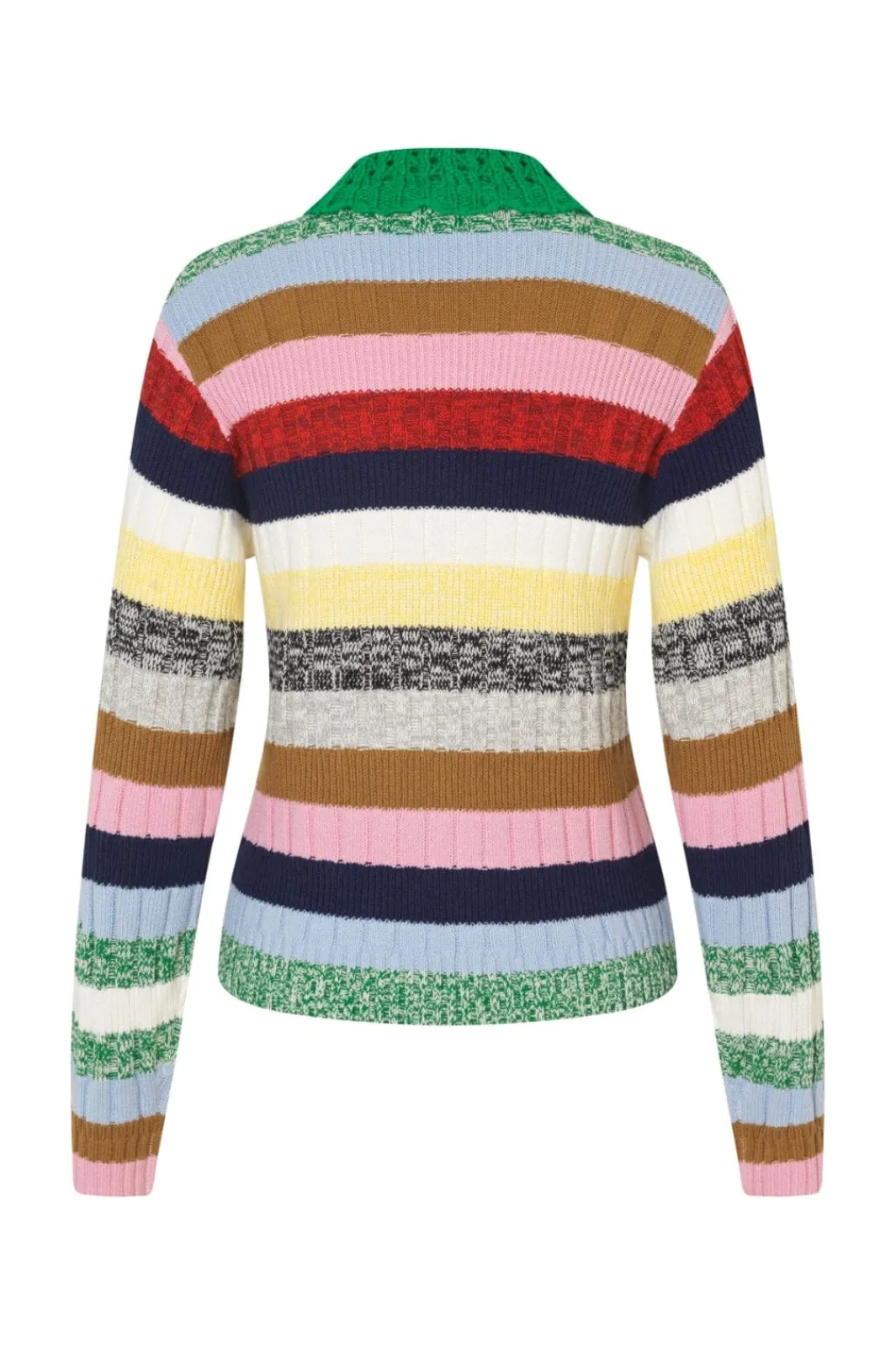 New Stine Goya 2386 Cotton Mix / Crochet Cotton, Mix Stripe Polo Collar Sweatersg-pf25-k033-2386 Stripes Mix