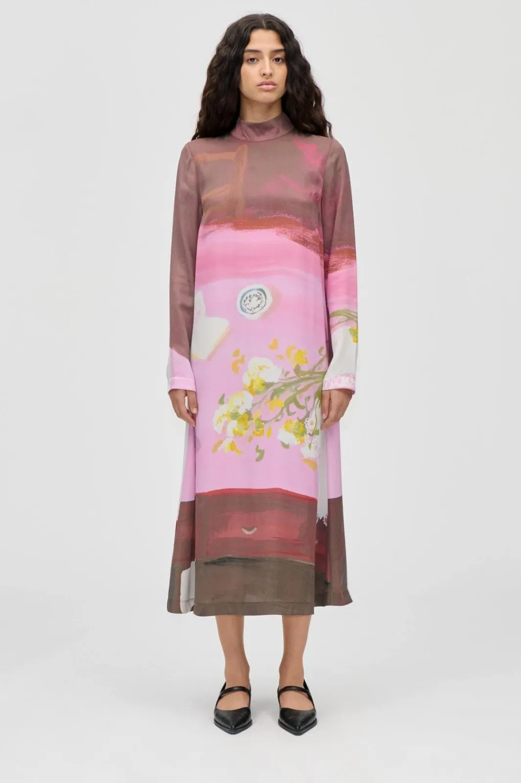 Online Stine Goya 2263 Dry Viscose, Long Sleeve Midi Dresssg-ps26-d017-2263p Five Resolutions