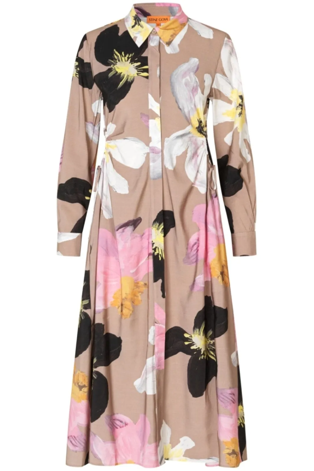 Online Stine Goya 2070 Light Fluid Ecovero, Waist Gather Shirt Midi Dresssg-pf25-d146-2070 Wild Flowers
