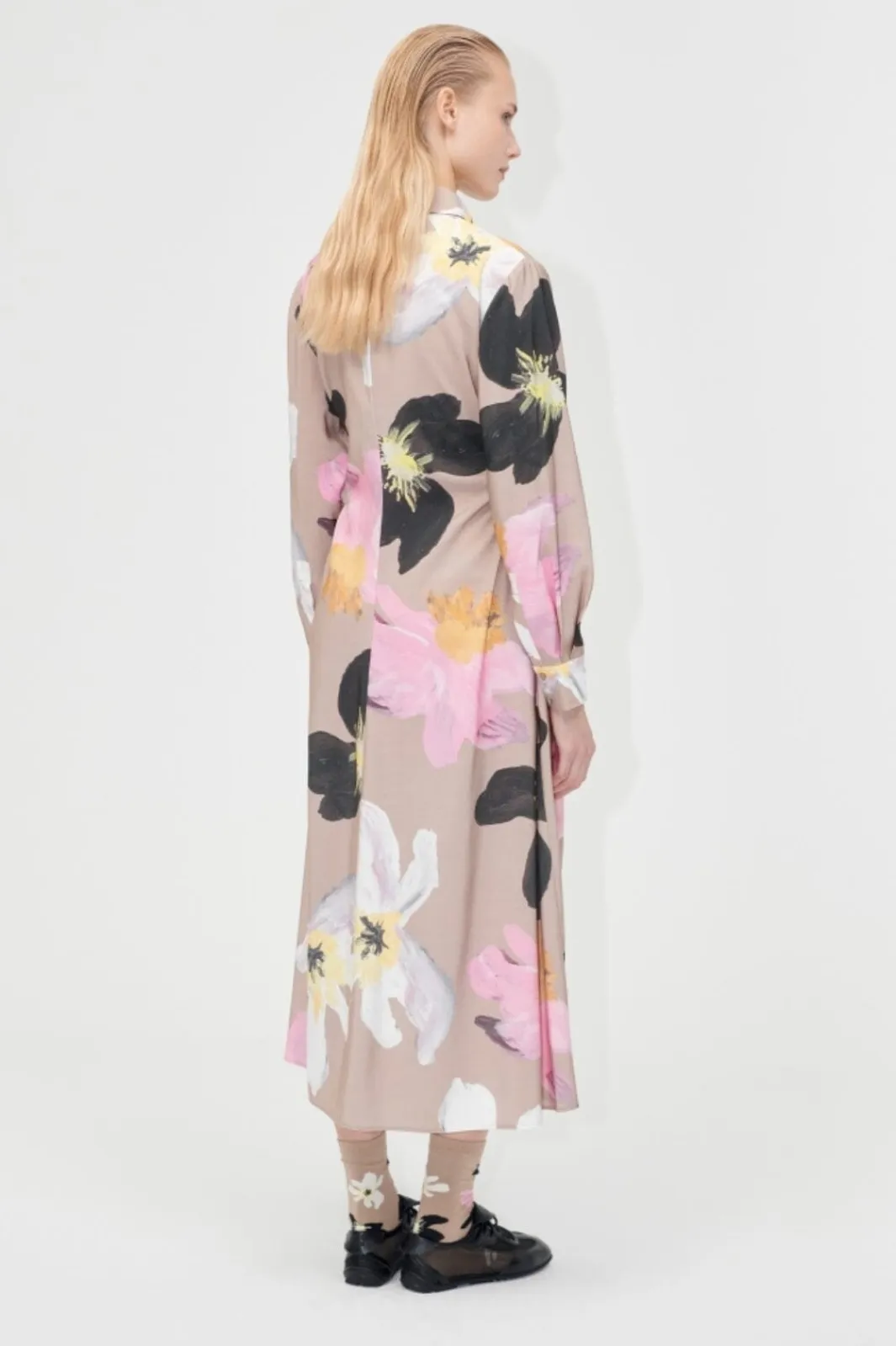Online Stine Goya 2070 Light Fluid Ecovero, Waist Gather Shirt Midi Dresssg-pf25-d146-2070 Wild Flowers