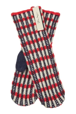 Sale Stine Goya 2425 Plaited Chunky Rib, Chunky Rib Mittenssg-aw25-a043-2425 Navy / Red / Cream