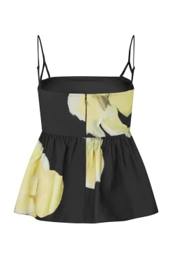New Stine Goya 2450 Printed Viscose, Floral Peplum Topsg-ps26-t139-2450 Yellow Petunias
