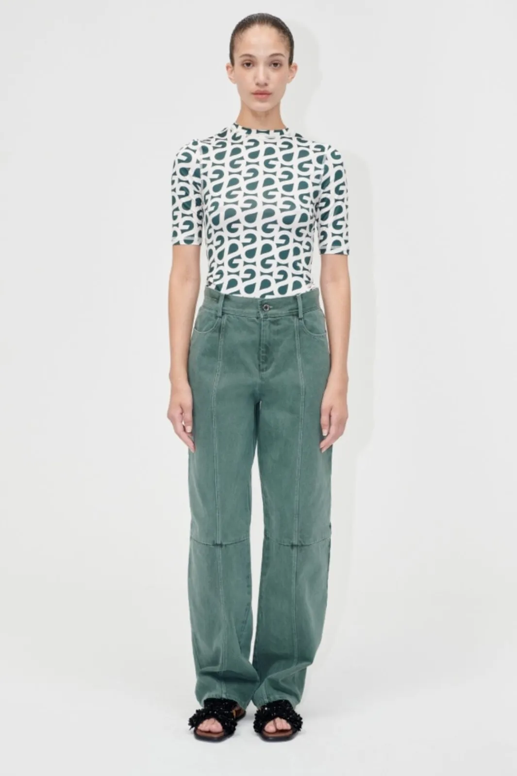 Clearance Stine Goya 2244 Stocking Jersey, Elastic Short Sleeve T-shirtsg-pf25-t071-2244 Forest Green Logo
