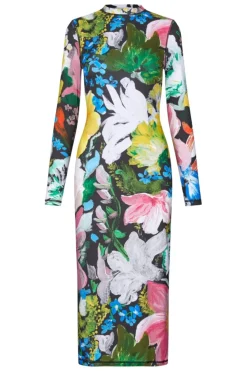 Clearance Stine Goya 2244 Stocking Jersey, Pullover Long Sleeve Midi Dresssg-aw25-d074-2244 Flowers Under The Sun