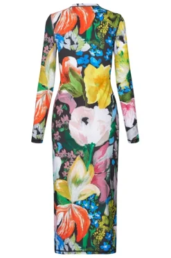 Clearance Stine Goya 2244 Stocking Jersey, Pullover Long Sleeve Midi Dresssg-aw25-d074-2244 Flowers Under The Sun