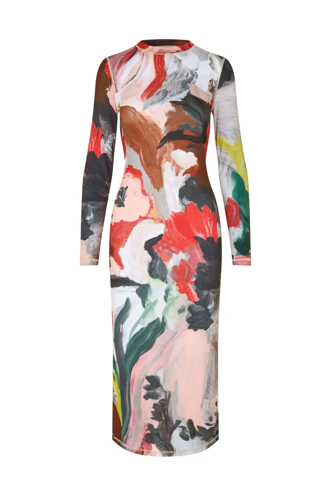 Stine Goya 2244 Stocking Jersey, Pullover Long Sleeve Midi Dresssg-ps26-d074-2244 My Garden