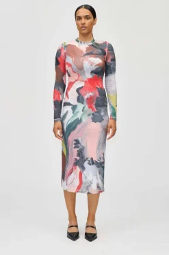 Stine Goya 2244 Stocking Jersey, Pullover Long Sleeve Midi Dresssg-ps26-d074-2244 My Garden