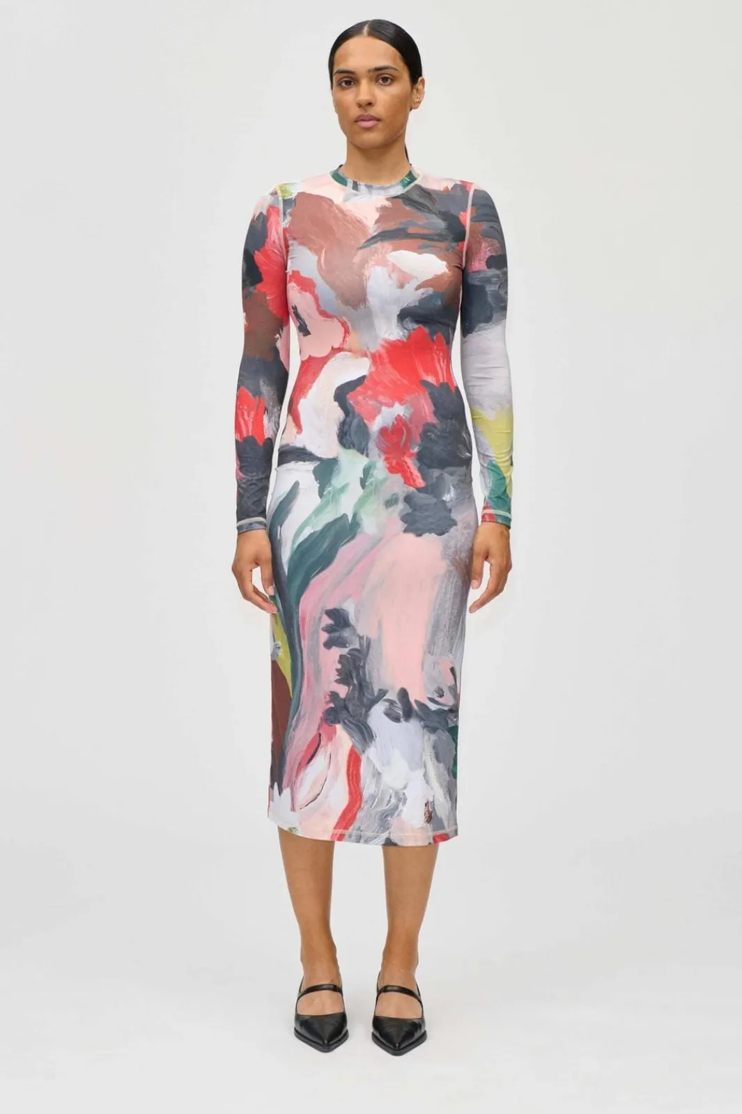 Stine Goya 2244 Stocking Jersey, Pullover Long Sleeve Midi Dresssg-ps26-d074-2244 My Garden