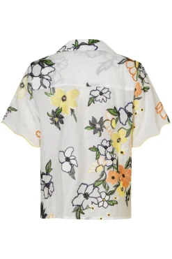 Best Stine Goya 2133 Tencel, Scalloped Short Sleeve Shirtsg-pf25-s027-2133 Wild Flowers Embroidery