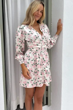 Outlet BYIC Adelic Dress A23783 Pink Hydrangea Print