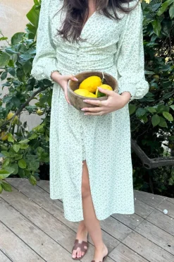 Online BYIC Adelic Long Dress gfsp Green Flower Stem Print