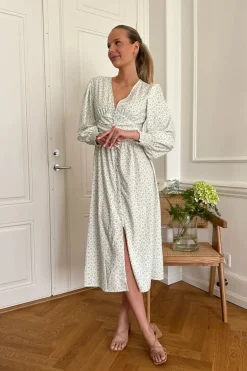 Online BYIC Adelic Long Dress gfsp Green Flower Stem Print