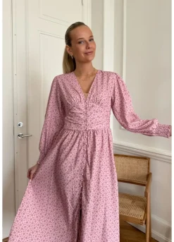 Outlet BYIC Adelic Long Dress pfsp Pink Flower Stem Print