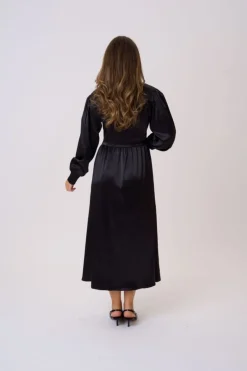 Online BYIC Adelic Long Dress A2327 Black Satin