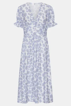 Discount BYIC Adelic Long Ss Dress bdf Blue Dazzling Flower