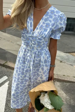 Discount BYIC Adelic Long Ss Dress bdf Blue Dazzling Flower