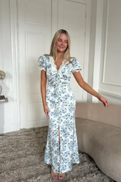 New BYIC Agneteic Long Dress A23810 Blue Hydrangea Print