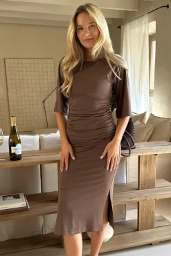 Hot BYIC Alberteic Dress A23975 Dark Brown