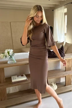 Hot BYIC Alberteic Dress A23975 Dark Brown