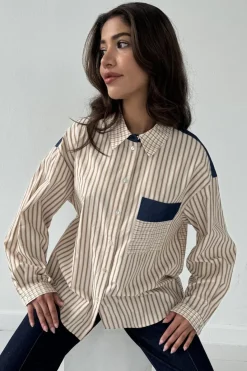 Clearance Continue Alice Shirt 14946 Mix Brown
