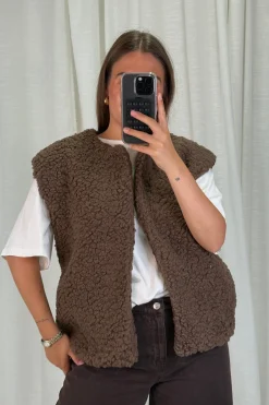 Clearance A-bee Alicia Vest Dark Brown