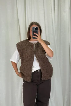 Clearance A-bee Alicia Vest Dark Brown