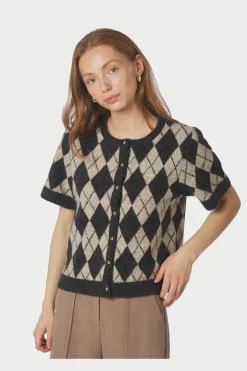 Best Neo Noir Allestar Check Knit Cardigan 165729 123