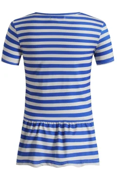 Best Liberte Ami Alma-Frill-T-Shirt (Kids) 9649 Stripe Ivory Cobolt