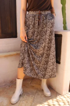 Liberte Alma-Loose-Skirt 9582 Mocca Brown Lace