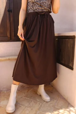 Online Liberte Alma-Loose-Skirt 9582 Mocca