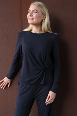 Clearance Liberte Alma-Ls-Twist-Tshirt 22148 Black Black Simili