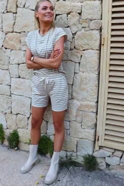 Online Liberte Alma-Shorts 9517 Sand Ivory Stripe