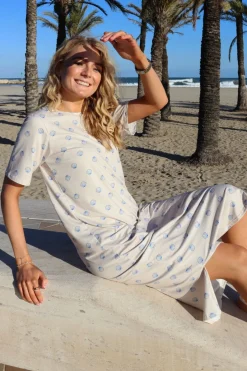 New Liberte Alma-Tshirt-Dress 9562 Ivory Cobolt Shell