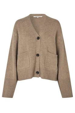 Online Second Female Alpha Knit Cardigan 59473 6007 Camel melange