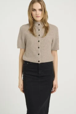 Clearance Gestuz Alphagz Ss Short Cardigan 1512141 Warm Sand Melange