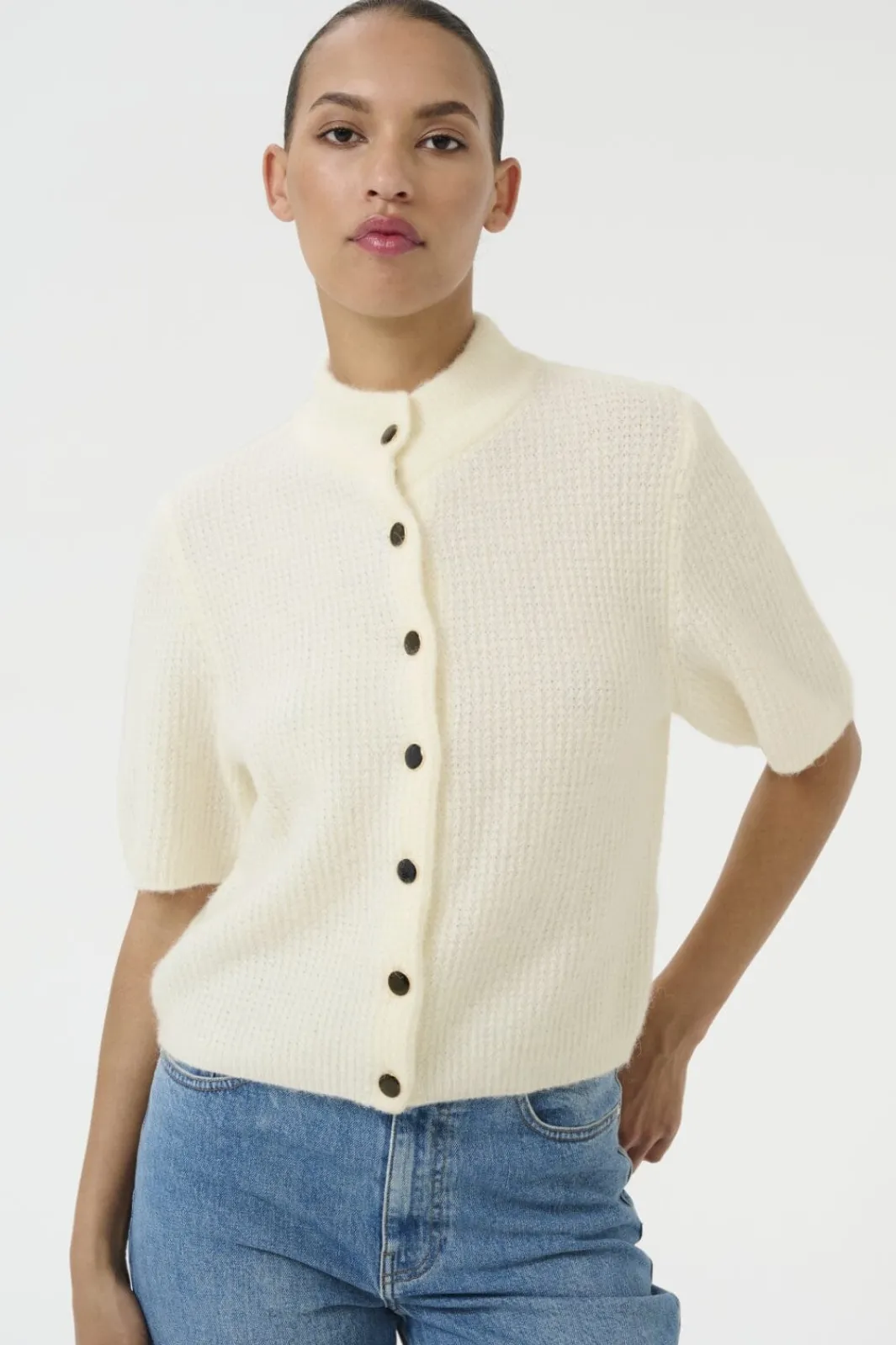 Sale Gestuz Alphagz Ss Short Cardigan 102336 Ivory