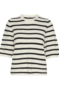 Discount Gestuz Alphagz Ss Tee Striped 106145 Ivory Black Striped