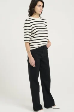 Discount Gestuz Alphagz Ss Tee Striped 106145 Ivory Black Striped