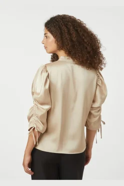 Sale Neo Noir Alvira Drapy Satin Blouse 166542 720