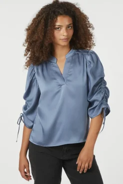 Sale Neo Noir Alvira Drapy Satin Blouse 166542 142