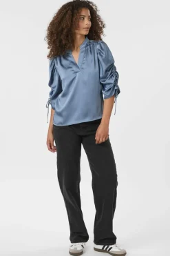 Sale Neo Noir Alvira Drapy Satin Blouse 166542 142