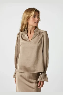 Best Neo Noir Amara Heavy Satin Bedaz Blouse 166578 811