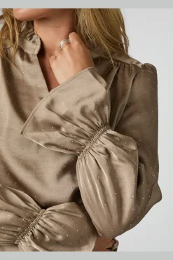 Best Neo Noir Amara Heavy Satin Bedaz Blouse 166578 811