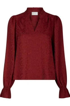 Outlet Neo Noir Amara Jacquard Dot Blouse 164320 Wine