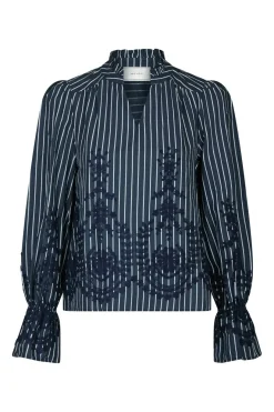 Discount Neo Noir Amara Stripe Emb Blouse 163363 141